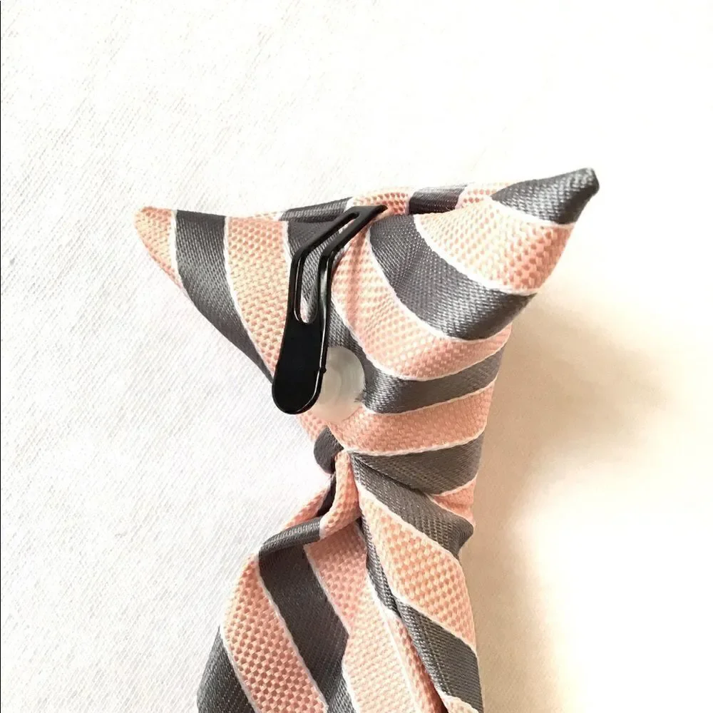 Striped Polyester Clip On Tie